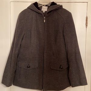 Gray ladies pea coat w/ hood